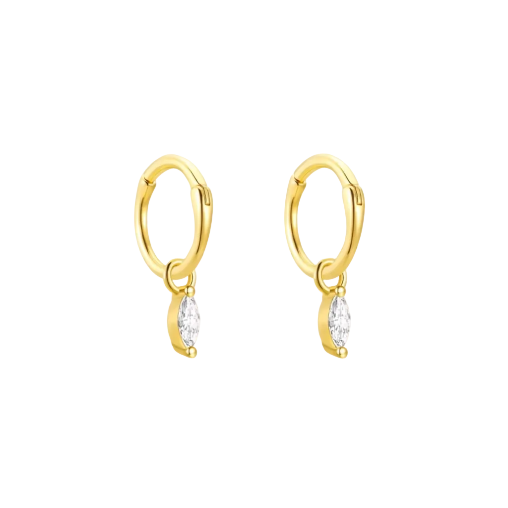 Marquise Drop Huggie Earrings