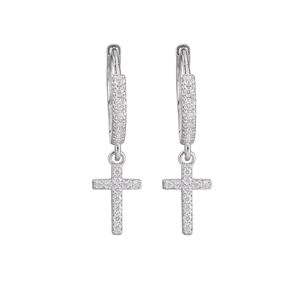 Pavé Cross Earrings