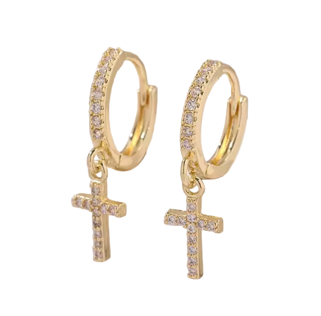 Pavé Cross Earrings