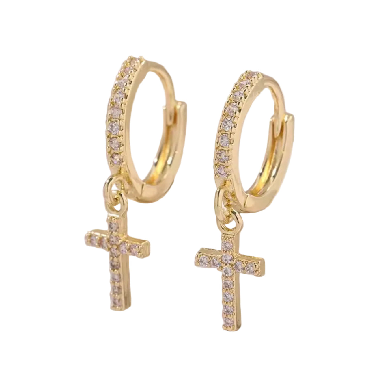 Pavé Cross Earrings