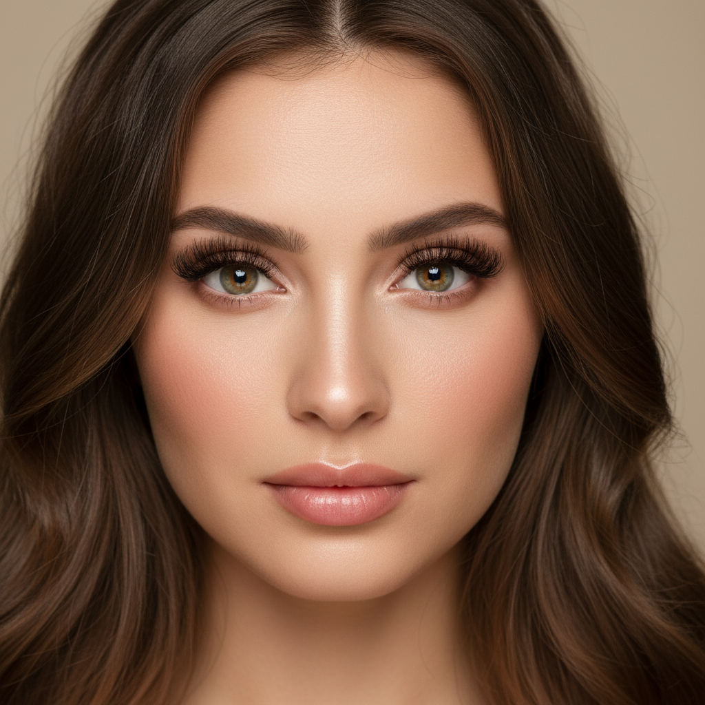 an you make the eye lashes look more realistic and the model with her hair down